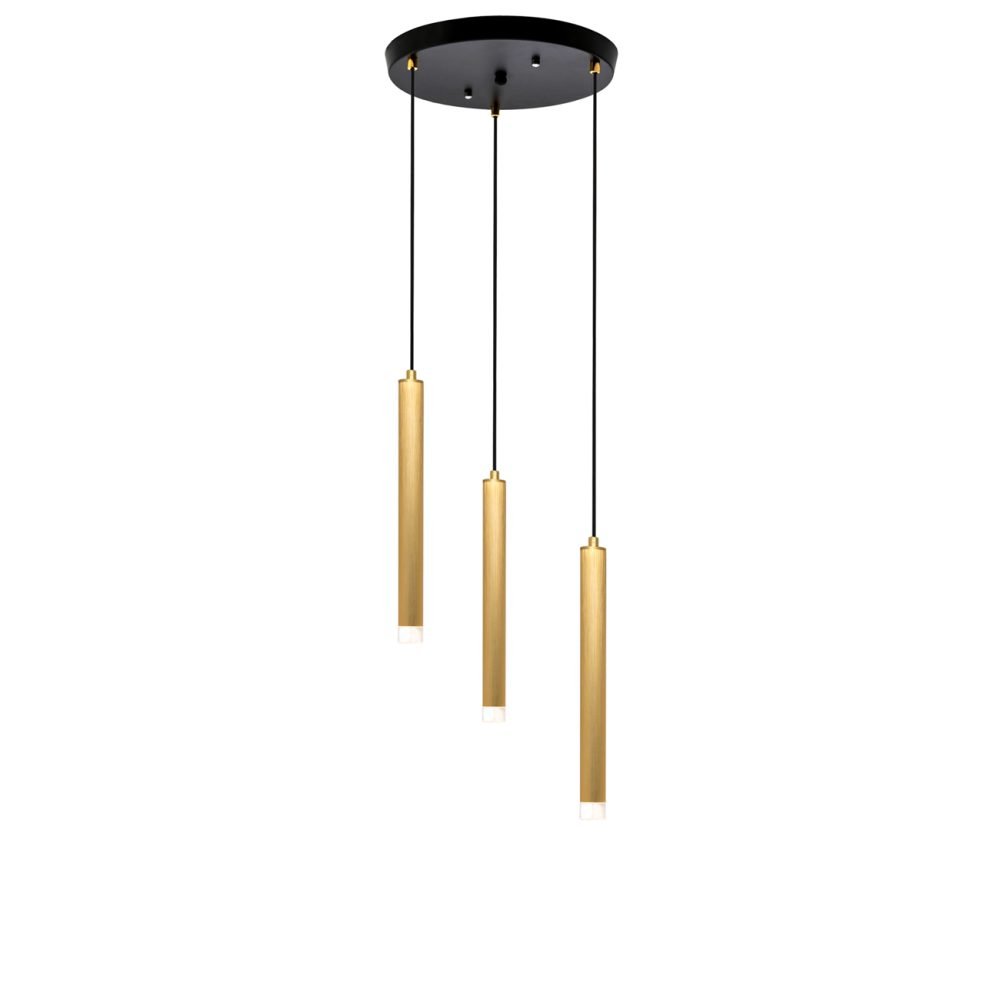 Luminaire suspension tube or brossé- lustres tube or 3 lumieres- suspension desgin tube or - luminaire tube design moss series